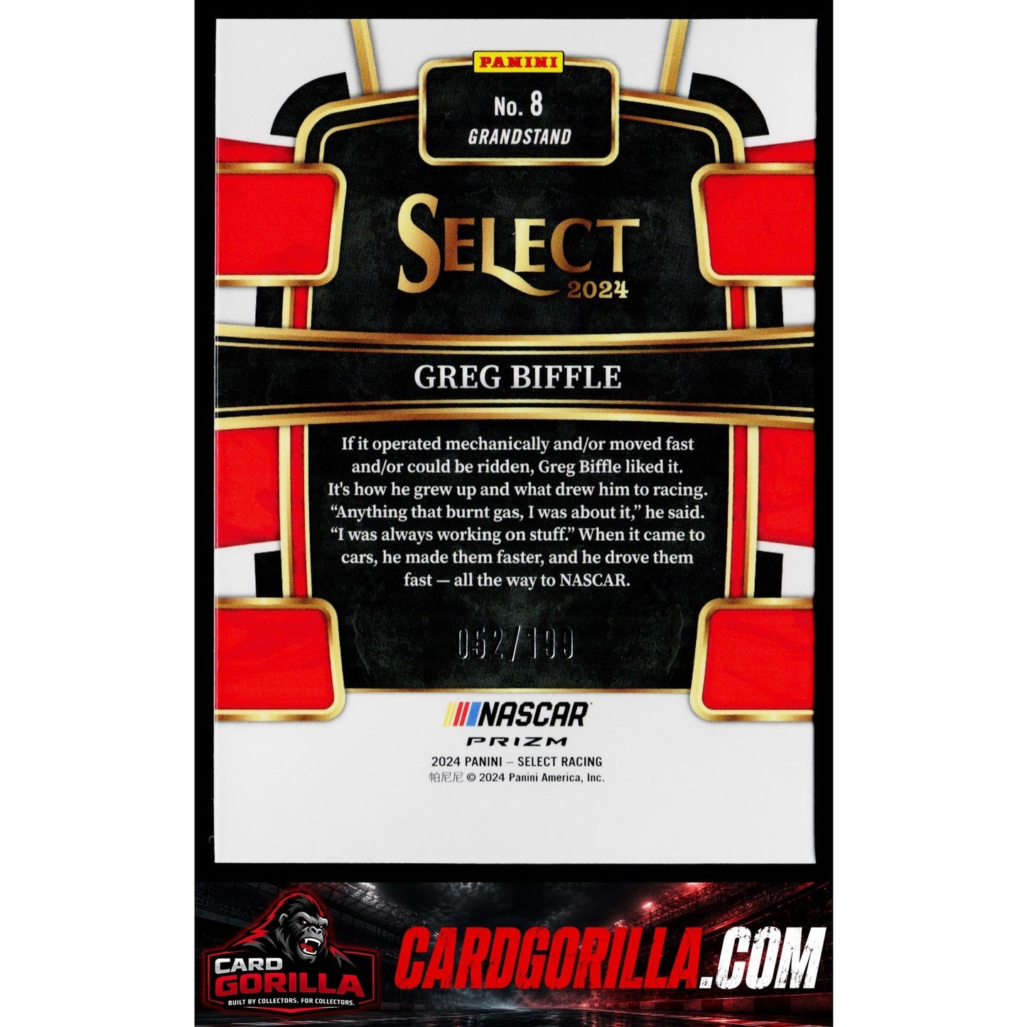 2024 Panini Select #8 Greg Biffle Light Blue Prizms #/199