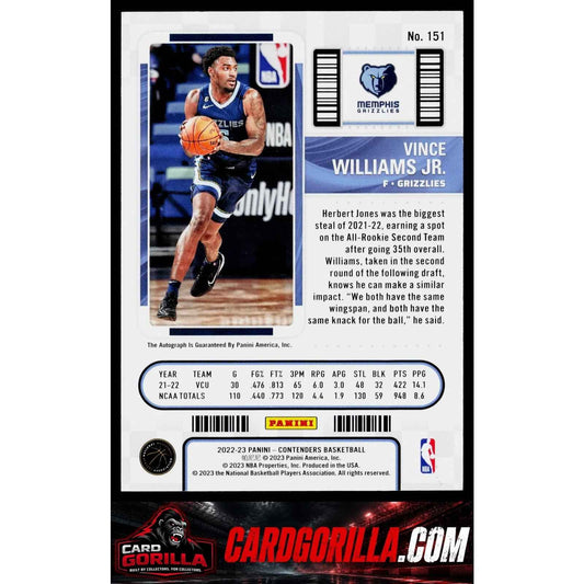 2022-23 Panini Contenders #151 Vince Williams Jr. Season Ticket Retail