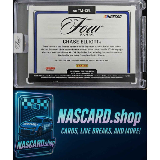 2025 Panini Turn Four #TM-CEL Chase Elliott Timeless Moments Holo Gold #/5