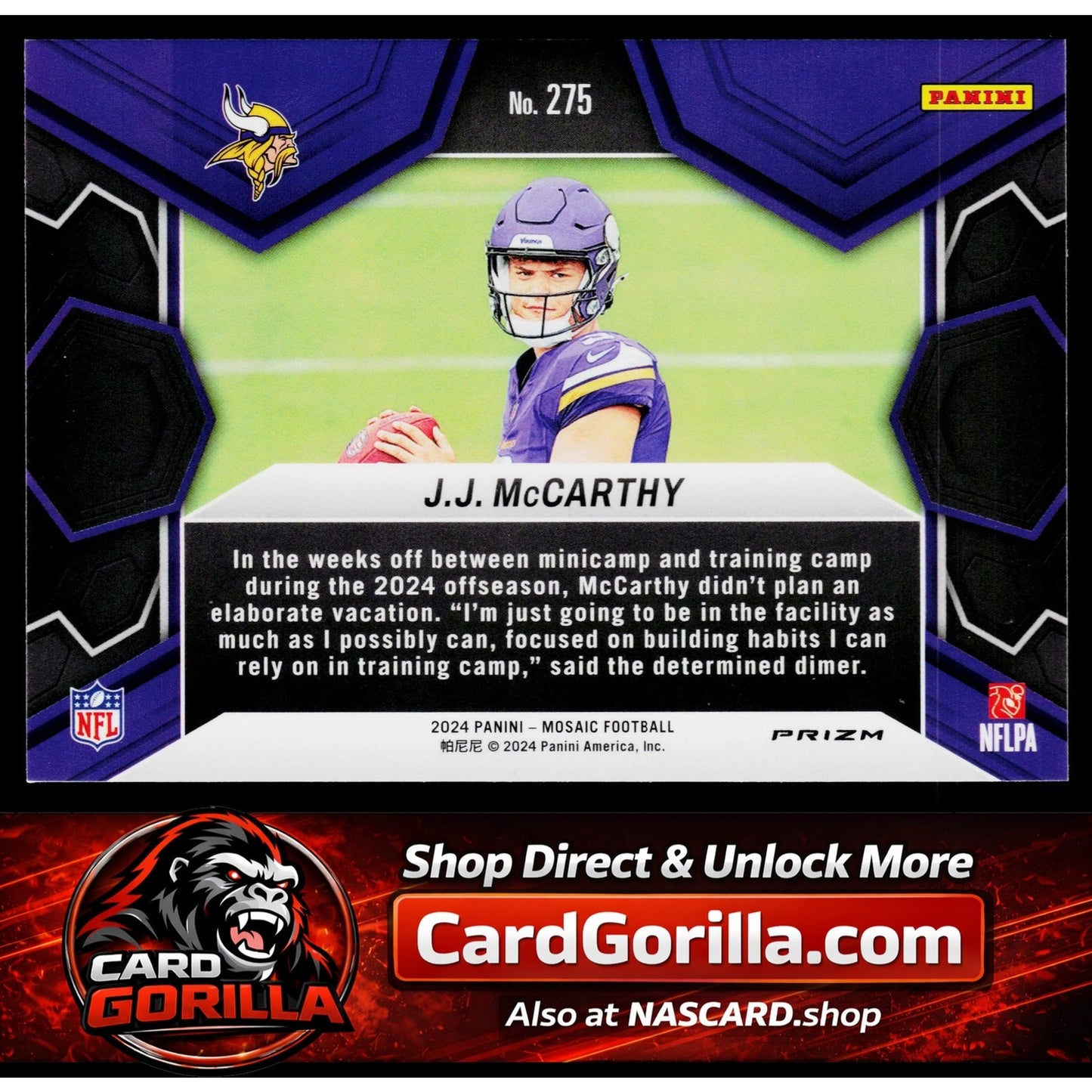 2024 Panini Mosaic #275 J.J. McCarthy Mosaic Reactive Yellow