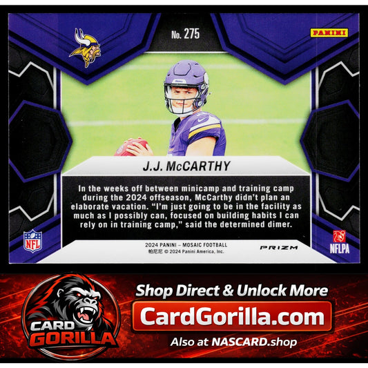 2024 Panini Mosaic #275 J.J. McCarthy Mosaic Reactive Yellow