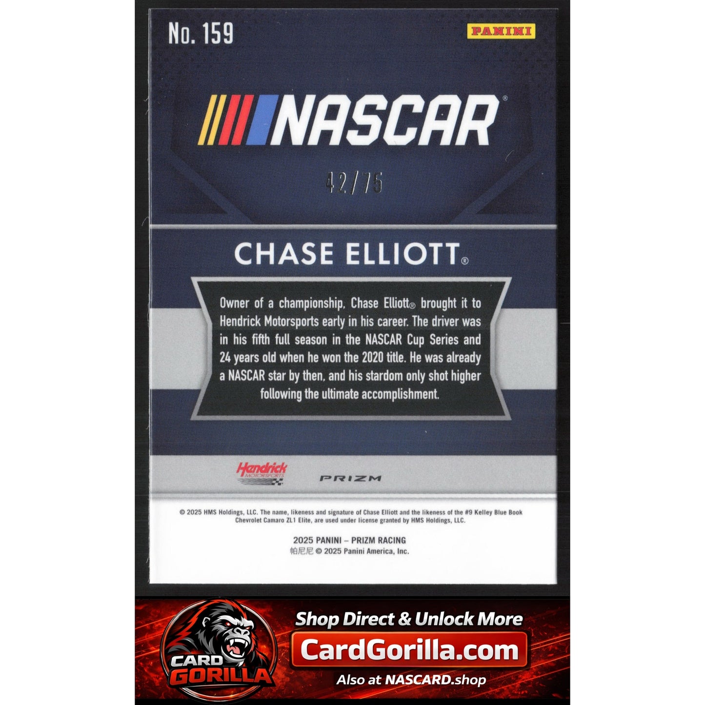 2025 Panini Prizm #159 Chase Elliott Checkered Flag #/75