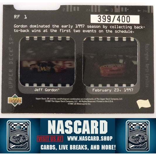 1997 Upper Deck #RF1 Jeff Gordon Race Film #399/400 - NASCARD.shop