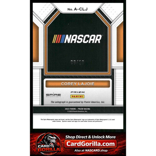 2023 Panini Prizm #A-CLJ Corey LaJoie Autographs Gold Prizm #/10