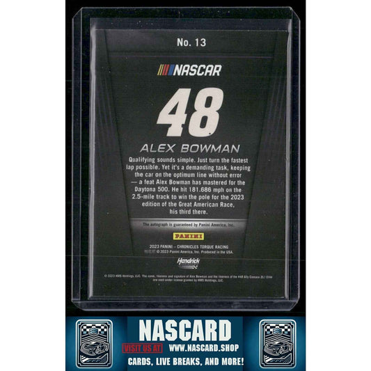 2023 Panini Chronicles #13 Alex Bowman Torque Autographs