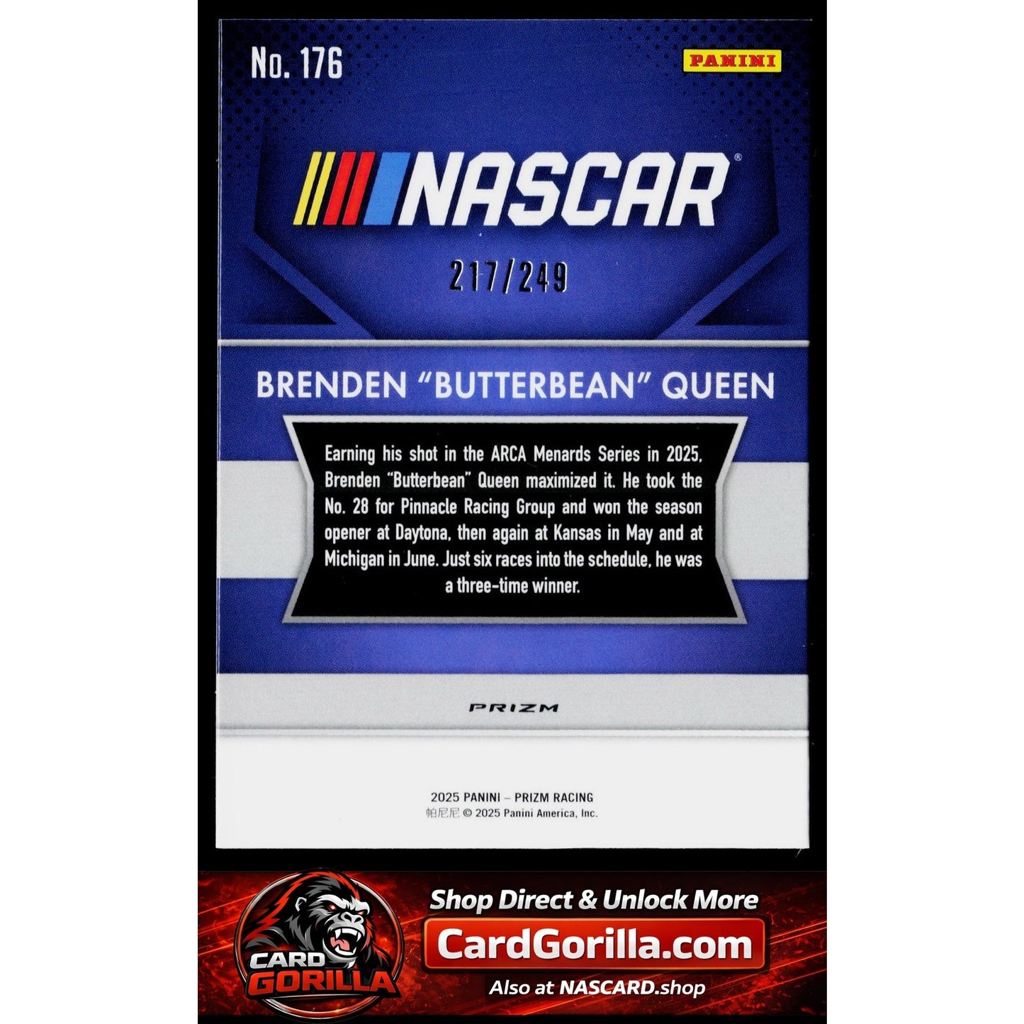 2025 Panini Prizm #176 Brenden Butterbean Queen Red #/249