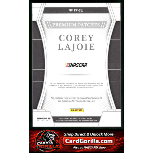 2023 Panini National Treasures Corey LaJoie Premium Patches Holo Gold #/5