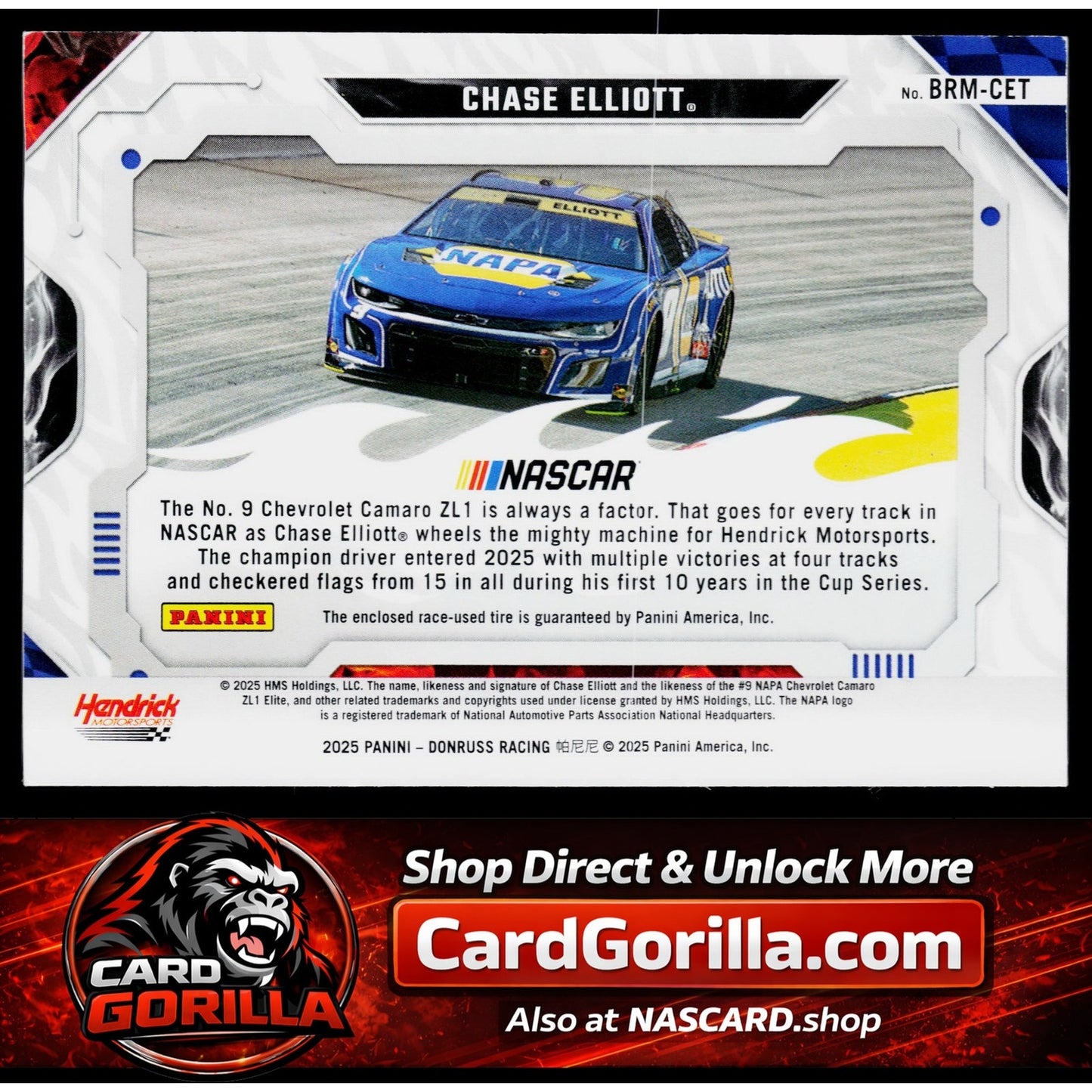 2025 Donruss #BRM-CET Chase Elliott Burning Rubber Materials