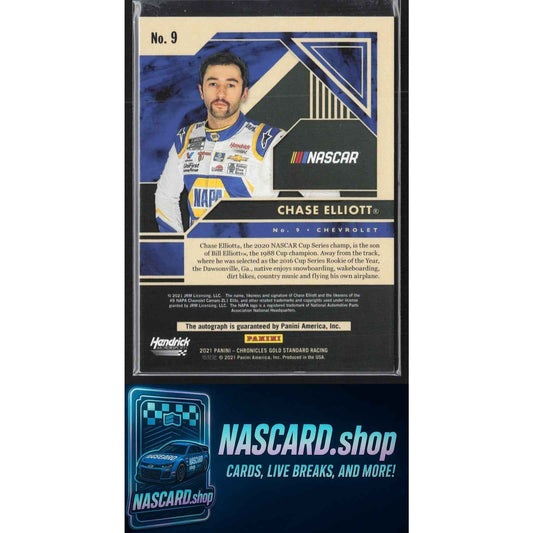 2021 Panini Chronicles Chase Elliott Gold Standard Autographs Holo Silver #9/9