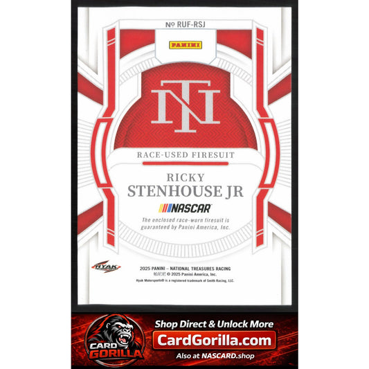 2025 Panini National Treasures Ricky Stenhouse Jr Race Used Firesuit Blue #/75