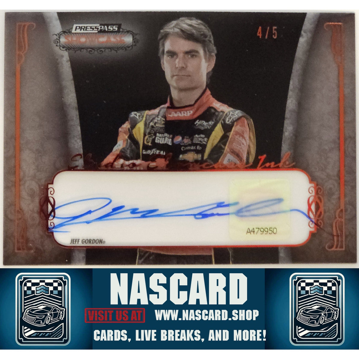 2013 Press Pass Showcase #SSI-JG Jeff Gordon Studio Showcase Ink Red #/5 - Card Gorilla