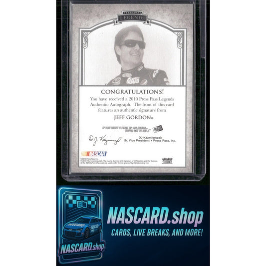 2010 Press Pass Legends Jeff Gordon Motorsports Masters Autographs Gold #/25 - NASCARD.shop