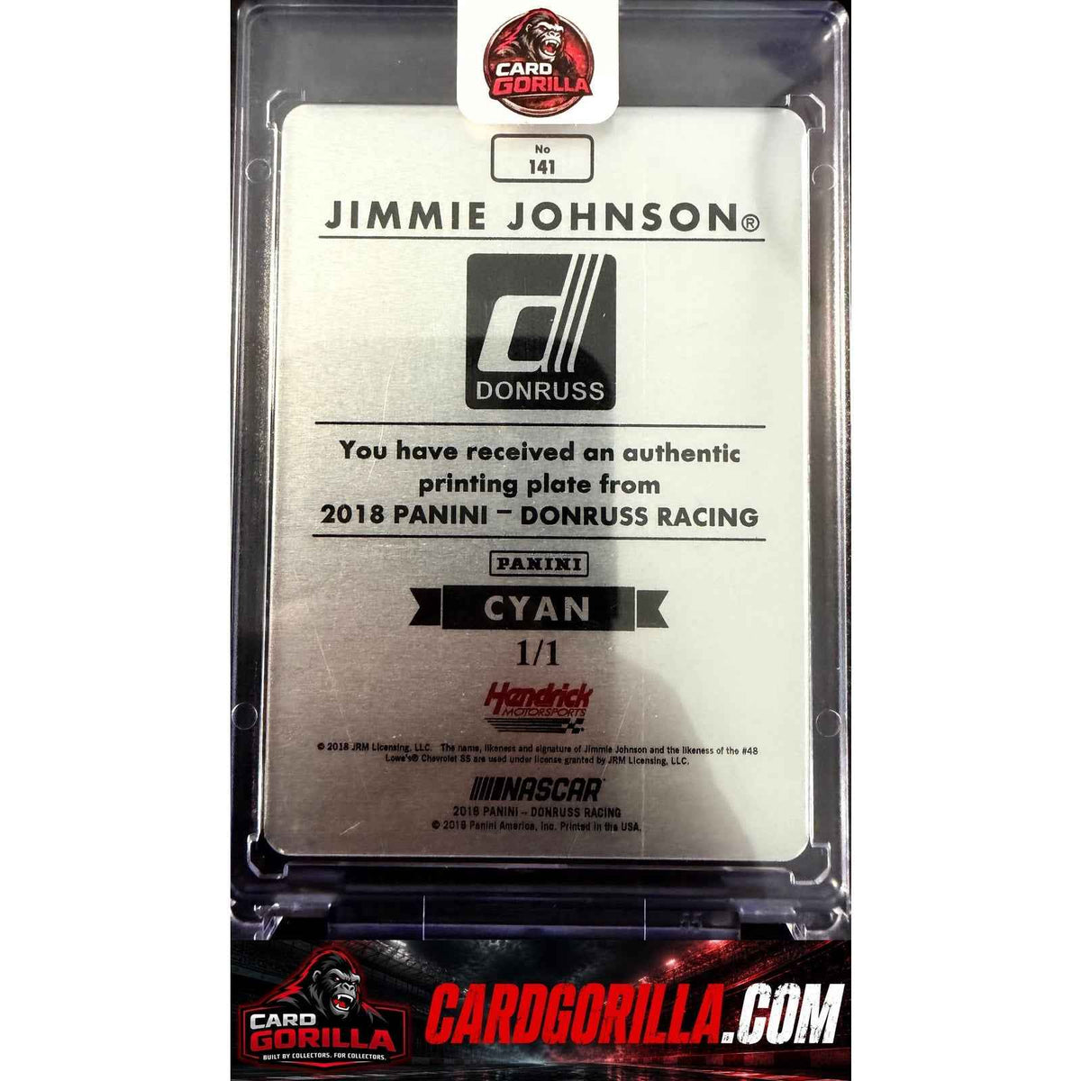 2018 Donruss #141 Jimmie Johnson Printing Plates Cyan #1/1