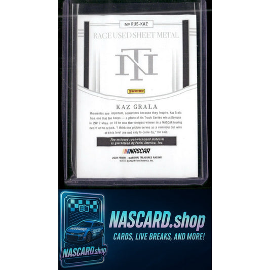 2024 Panini National Treasures #RUS-KAZ Kaz Grala Race Used Sheet Metal #/99 - NASCARD.shop