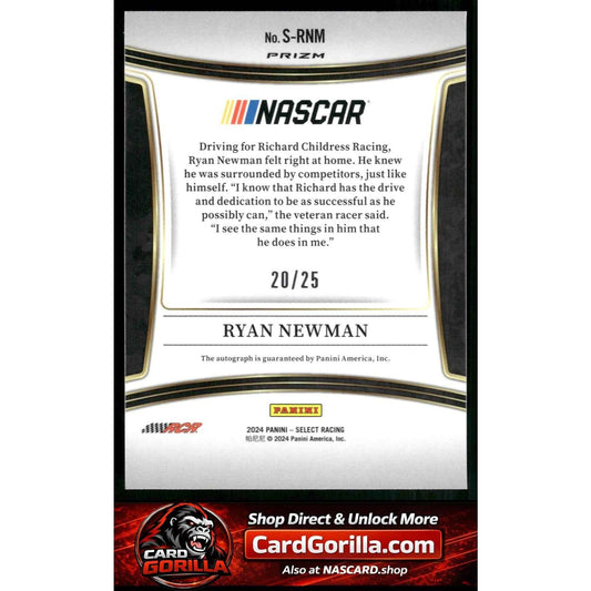 2024 Panini Select #S-RNM Ryan Newman Signatures Tie-Dye Prizms #/25