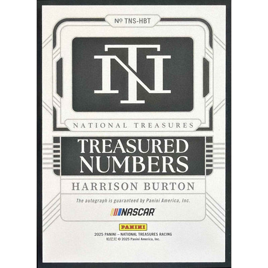 2025 Panini National Treasures Harrison Burton Treasured Numbers Signatures /99