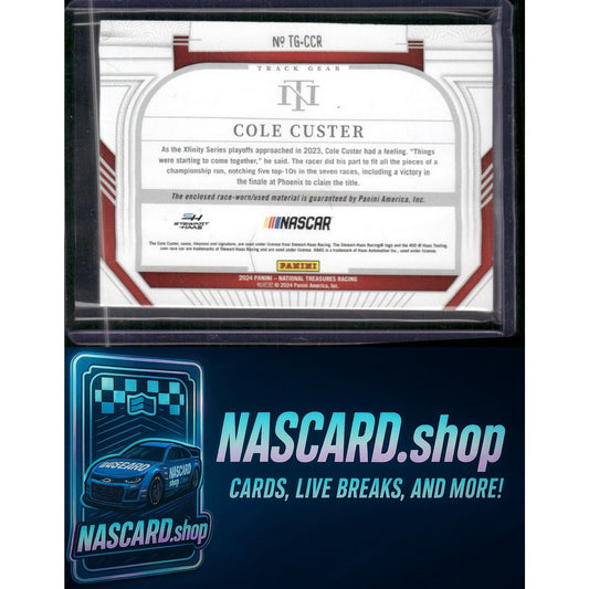 2024 Panini National Treasures #TG-CCR Cole Custer Track Gear Blue #/75 - NASCARD.shop