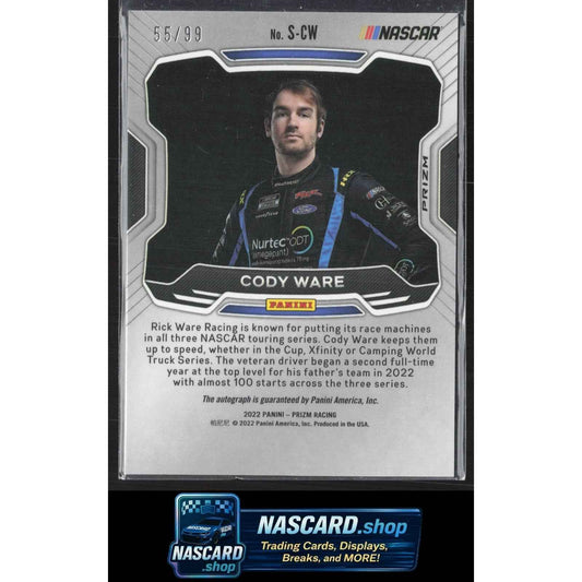 2022 Panini Prizm #S-CW Cody Ware Sensational Signatures Reactive Blue #/99