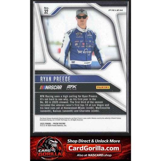 2025 Panini Prizm #32 Ryan Preece White Sparkle