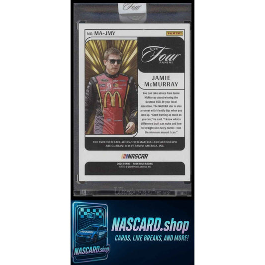 2025 Panini Turn Four #MA-JMY Jamie McMurray Memorabilia Autographs Purple #/25