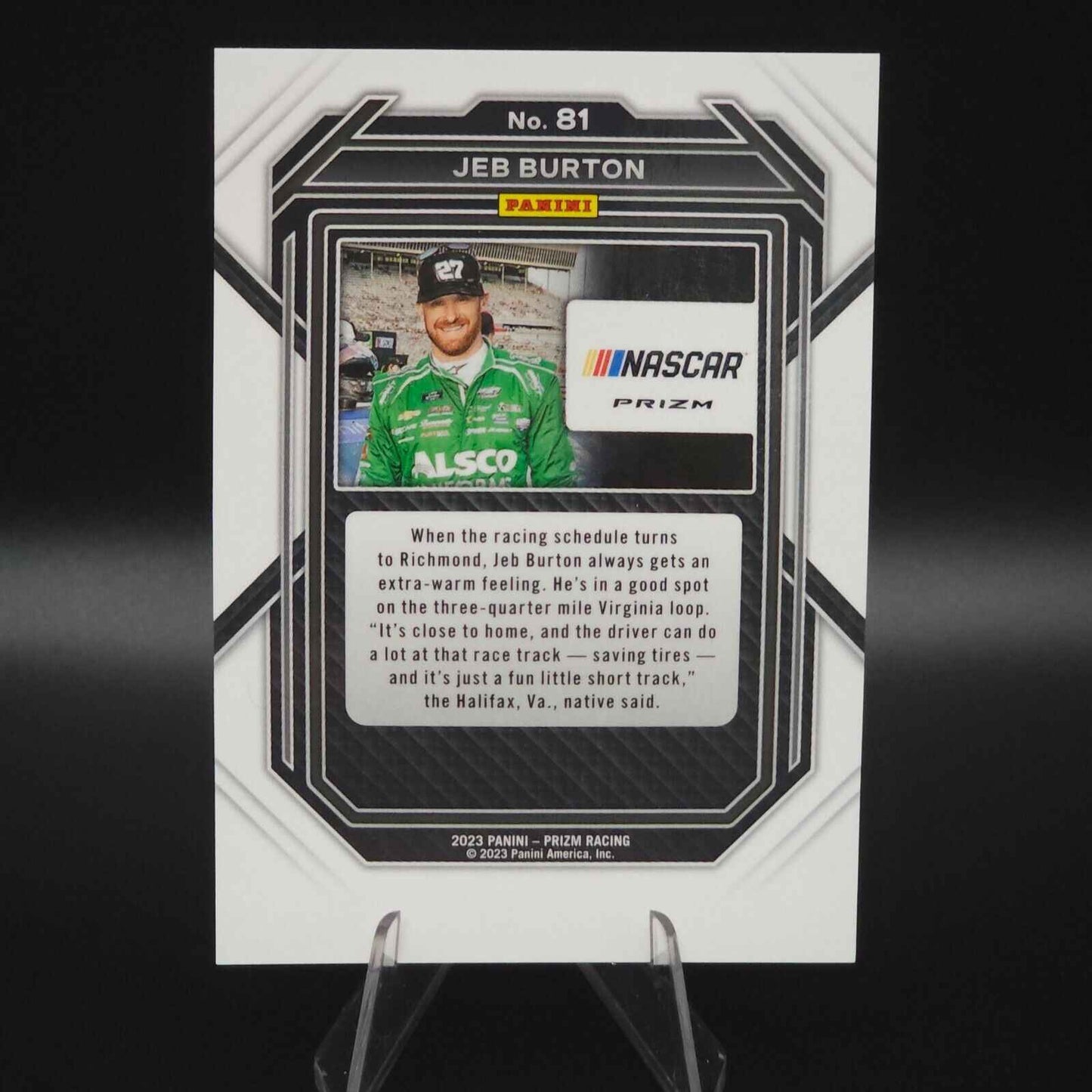 2023 Panini Prizm - Jeb Burton #81 White Sparkle Prizm - NASCARD.shop