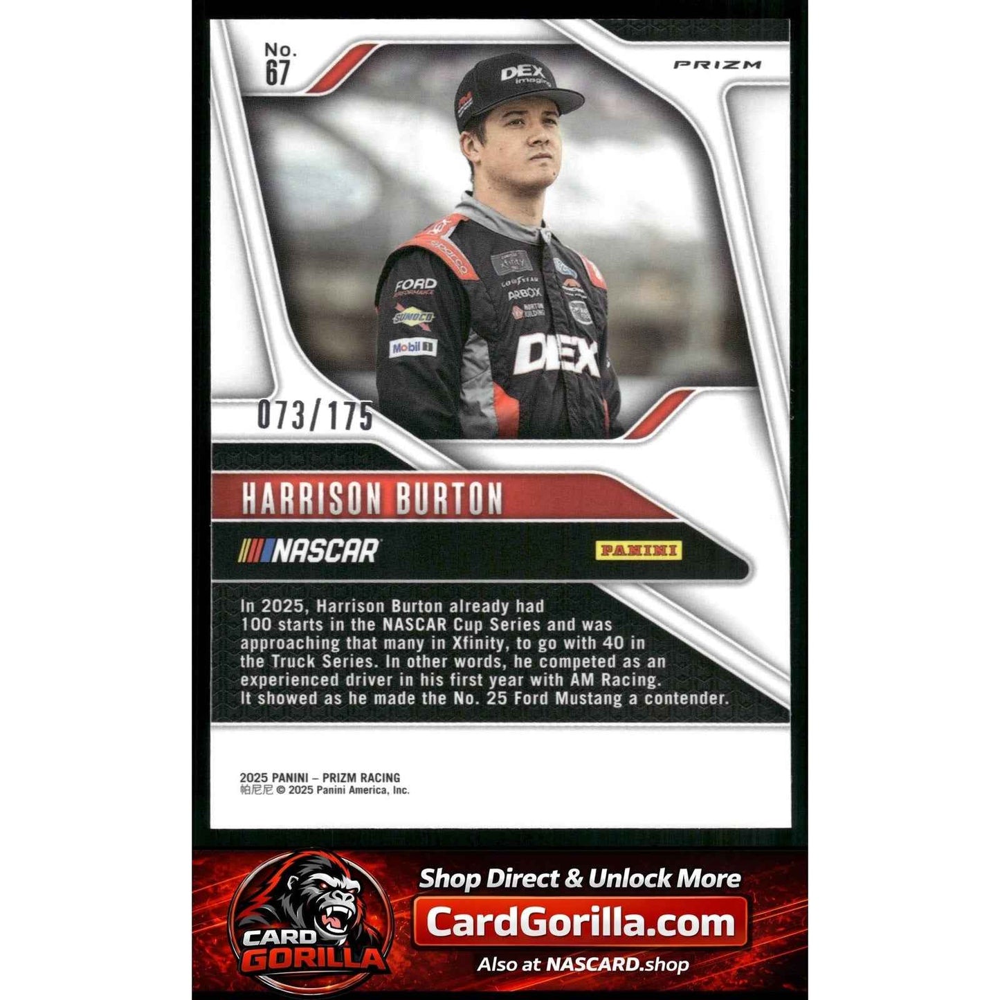 2025 Panini Prizm #67 Harrison Burton Red Power #/175