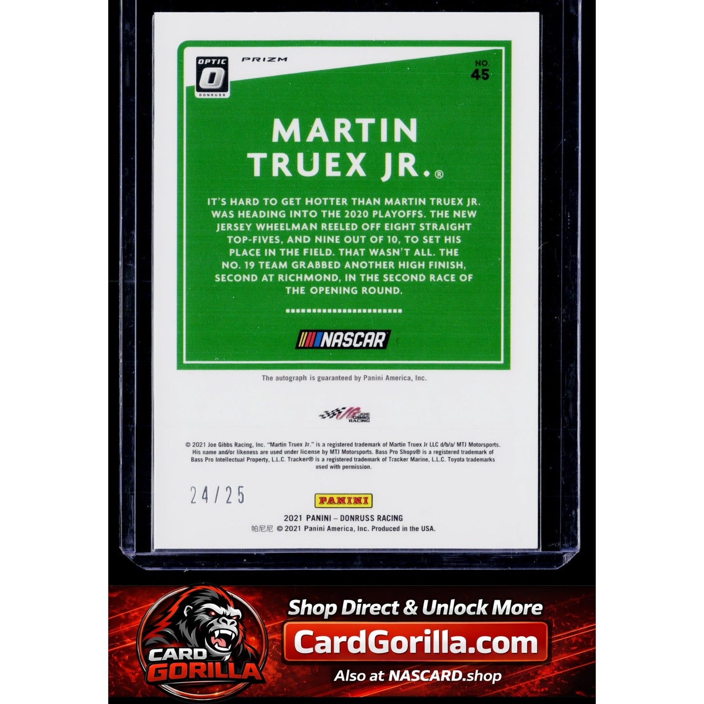 2021 Donruss #45 Martin Truex Jr. Optic Signatures Holo #/25