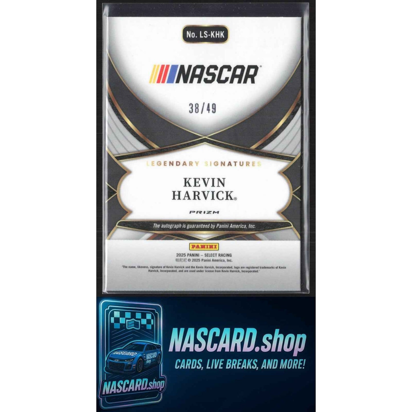 2025 Panini Select #LS-KHK Kevin Harvick Legendary Signatures Purple Prizms #/49