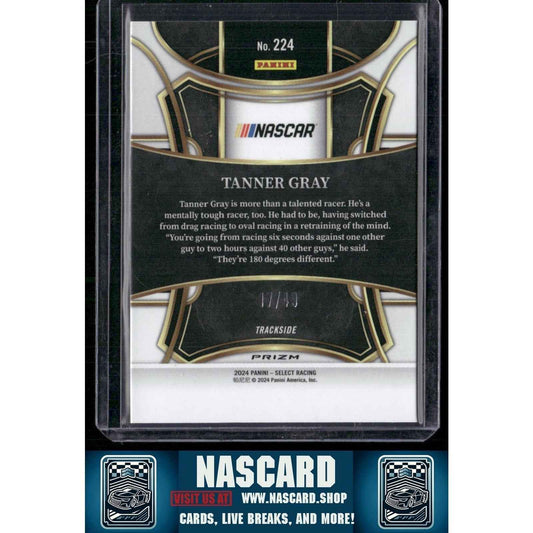 2024 Panini Select Trackside #224 Tanner Gray Black and Blue Prizms #/49