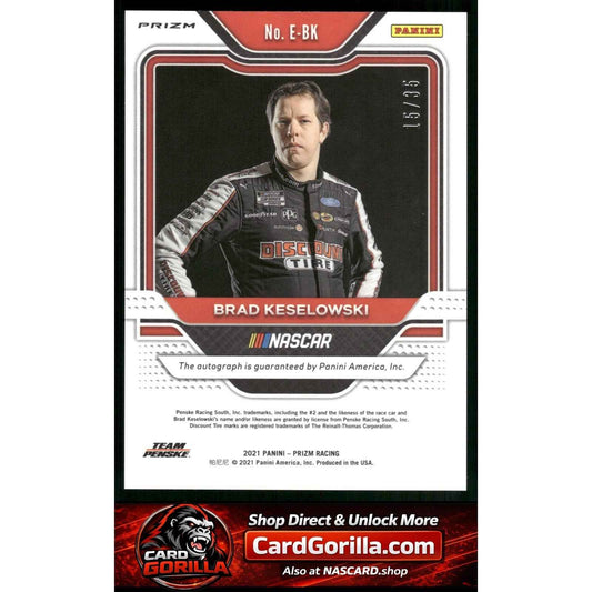 2021 Panini Prizm #E-BK Brad Keselowski Endorsements Purple Velocity #/35