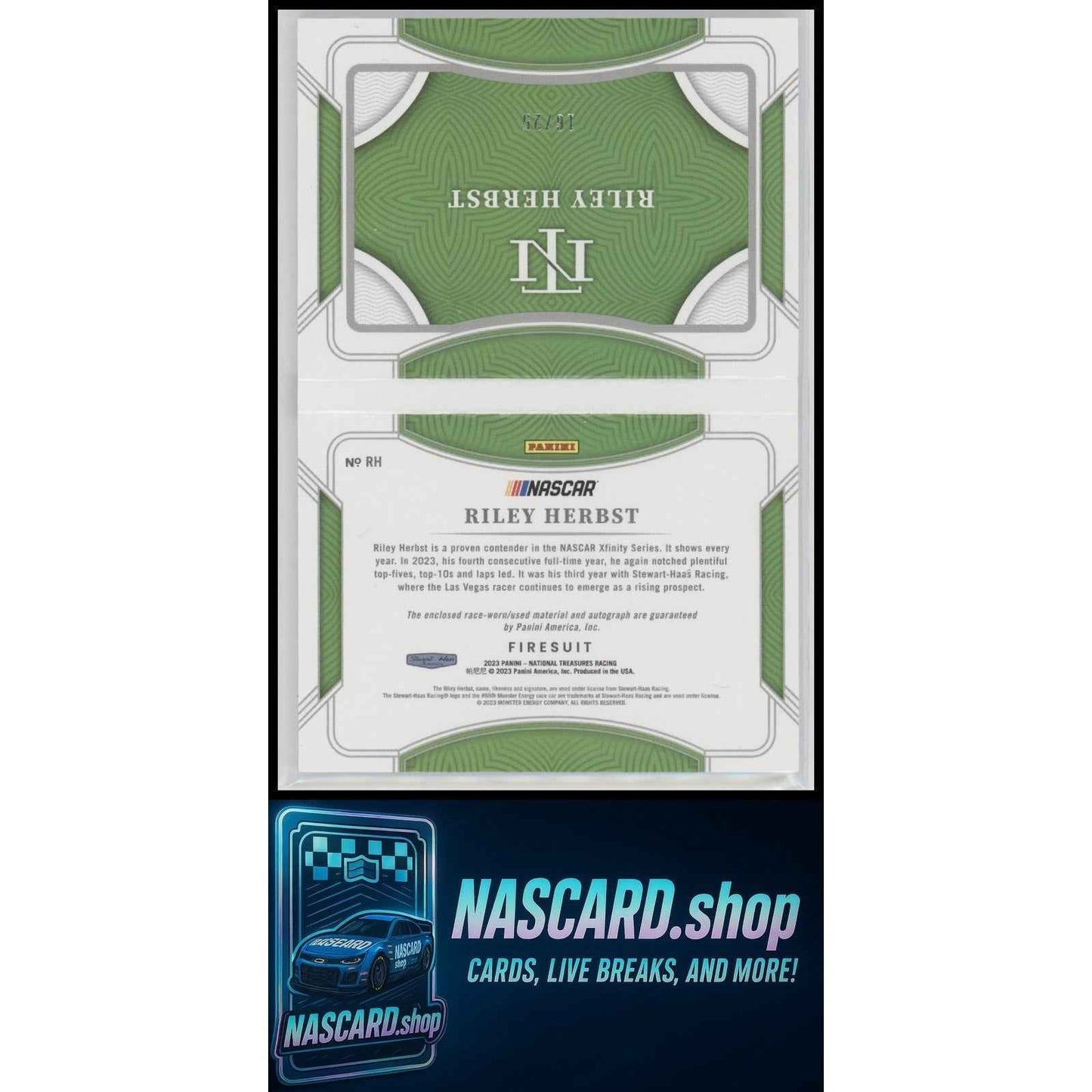 2023 National Treasures Riley Herbst Jumbo Firesuit Signature Booklet #/25