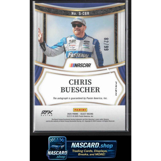 2025 Panini Select #S-CBR Chris Buescher Signatures Blue Prizms #/99