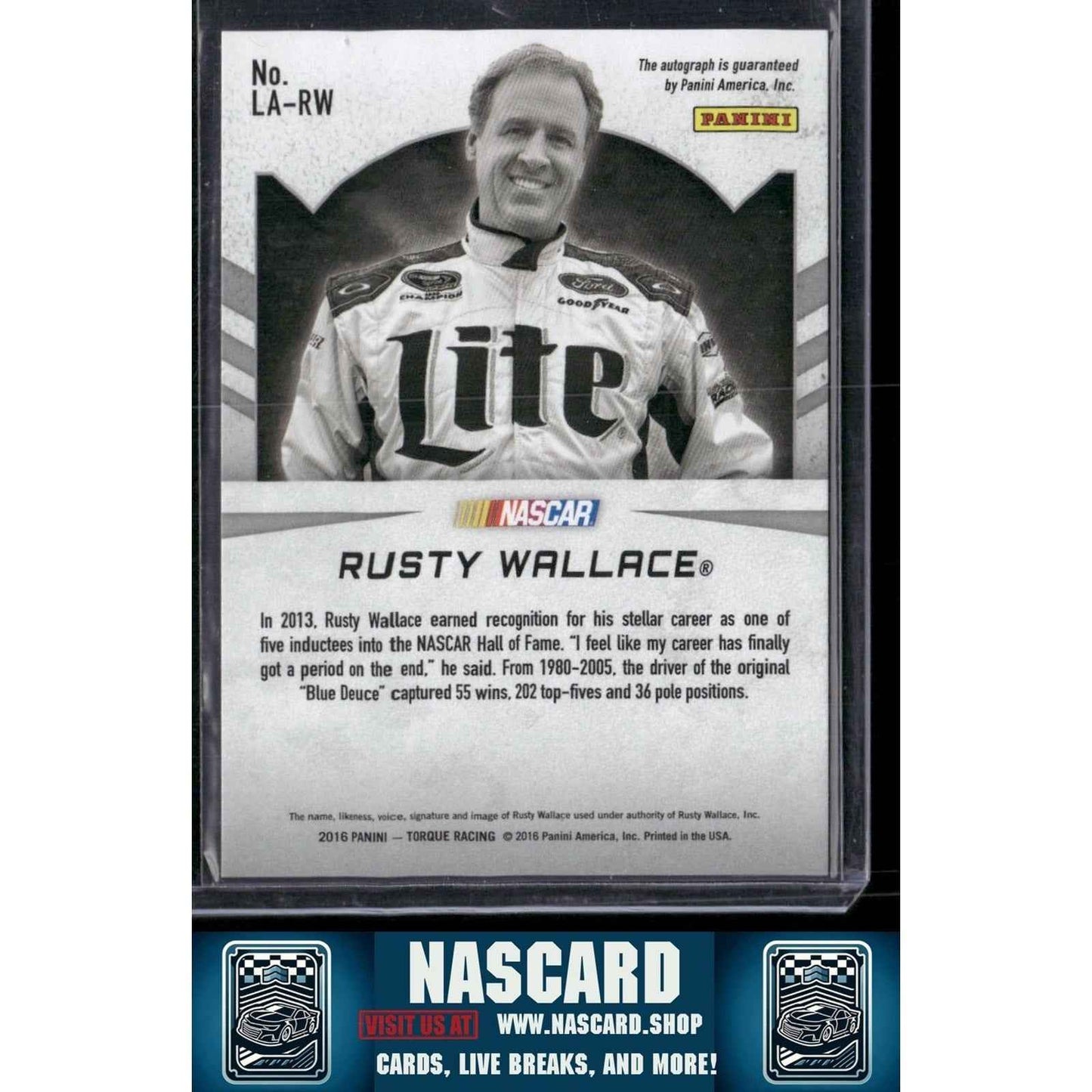 2016 Panini Torque #LA-RW Rusty Wallace Legendary Autographs Blue