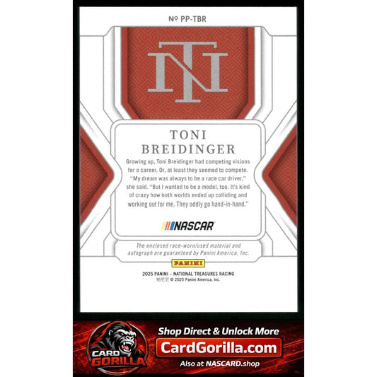 2024 Panini National Treasures #PP-TBR Toni Breidinger Premium Patches Red #/11