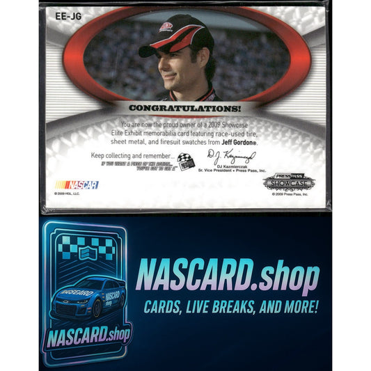 2009 Press Pass Showcase Jeff Gordon Elite Exhibit Triple Memorabilia #/99 - NASCARD.shop