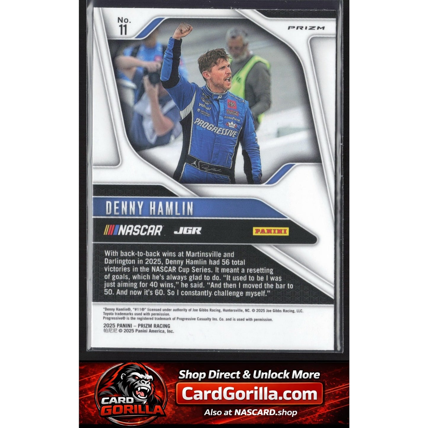 2025 Panini Prizm #11 Denny Hamlin White Sparkle