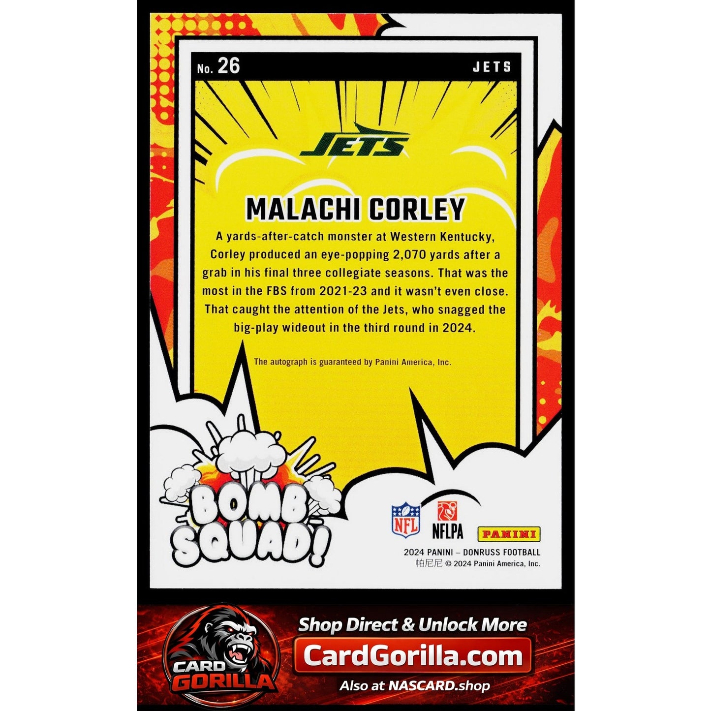 2024 Donruss #26 Malachi Corley Bomb Squad Autographs #/199