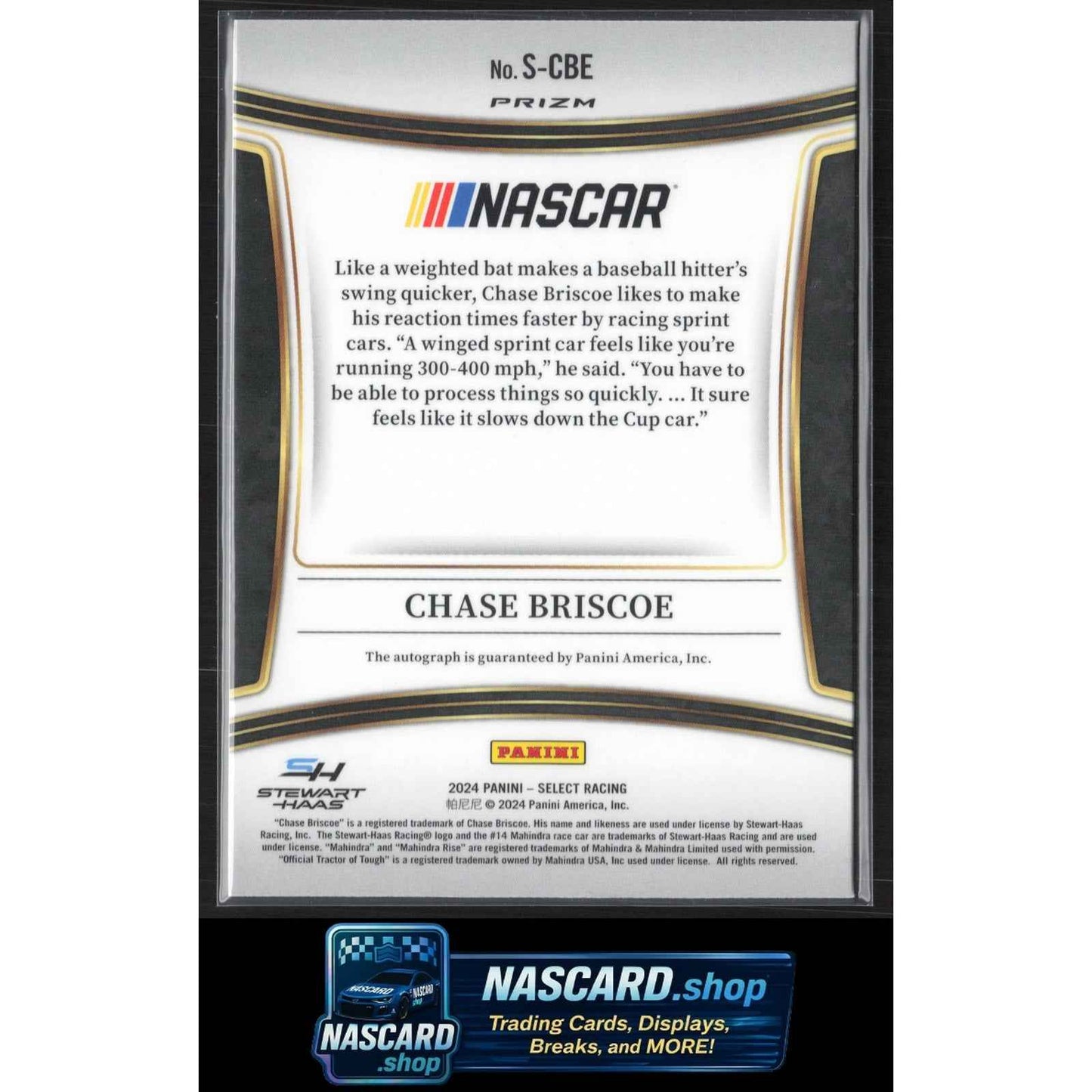 2024 Panini Select #S-CBE Chase Briscoe Signatures