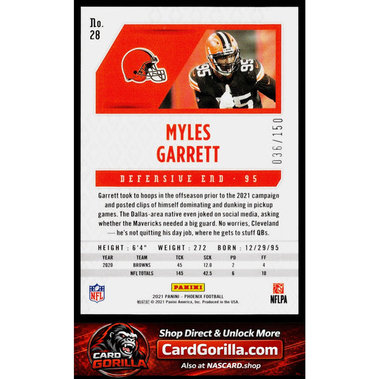 2021 Panini Phoenix #28 Myles Garrett Teal #/150