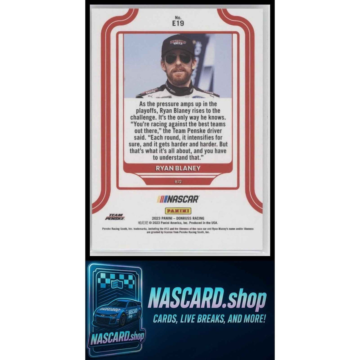 2023 Donruss #E19 Ryan Blaney Elite Series Xplosion #/10