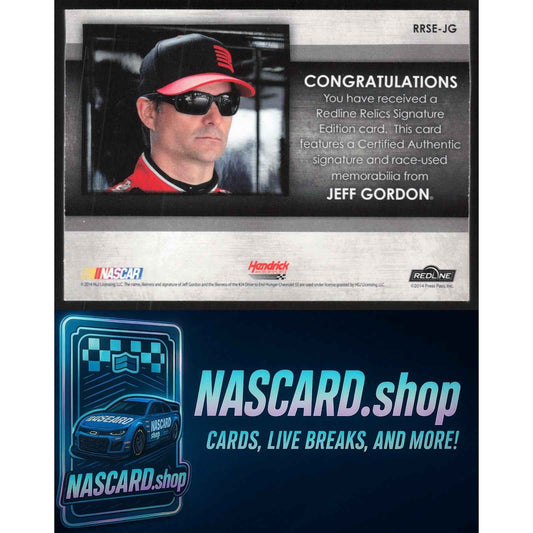 2014 Press Pass Redline Jeff Gordon Redline Relics Signature Edition Gold #/10