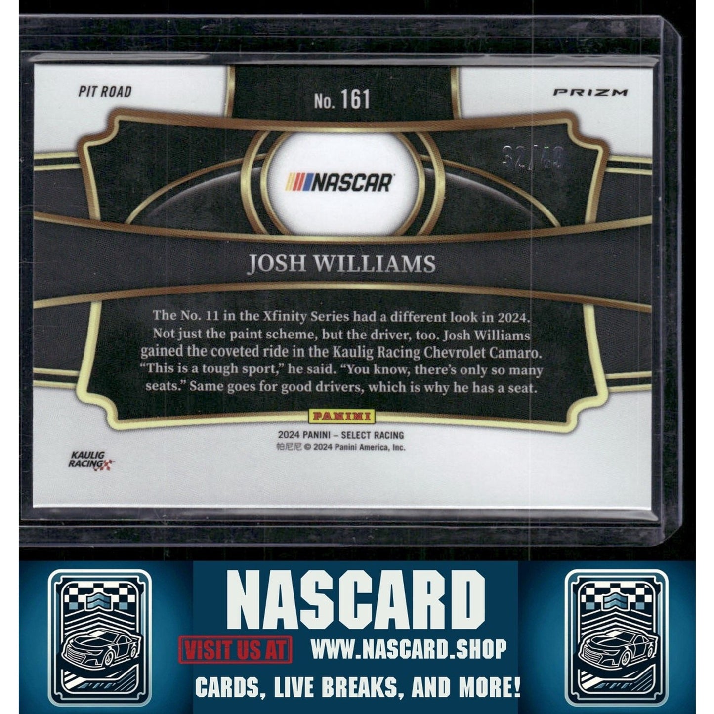 2024 Panini Select Pit Road #161 Josh Williams Orange Prizms #/49 - NASCARD.shop