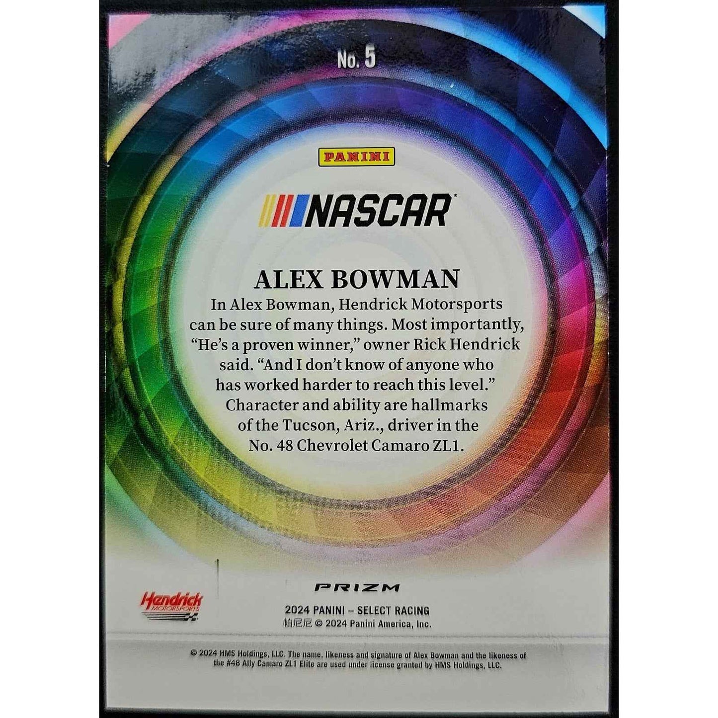 2024 Panini Select #5 Alex Bowman Color Wheel