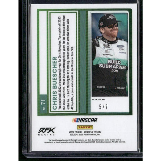 2025 Donruss #71 Chris Buescher Optic Green Swirl #/7
