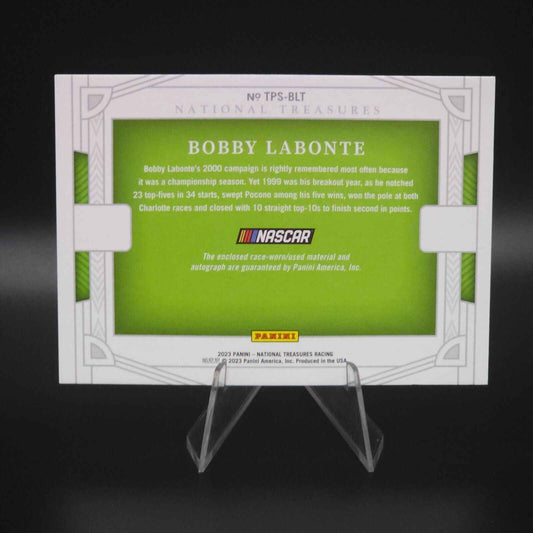 2023 National Treasures Track Pass Material Signatures Gold Bobby Labonte /10 - NASCARD.shop