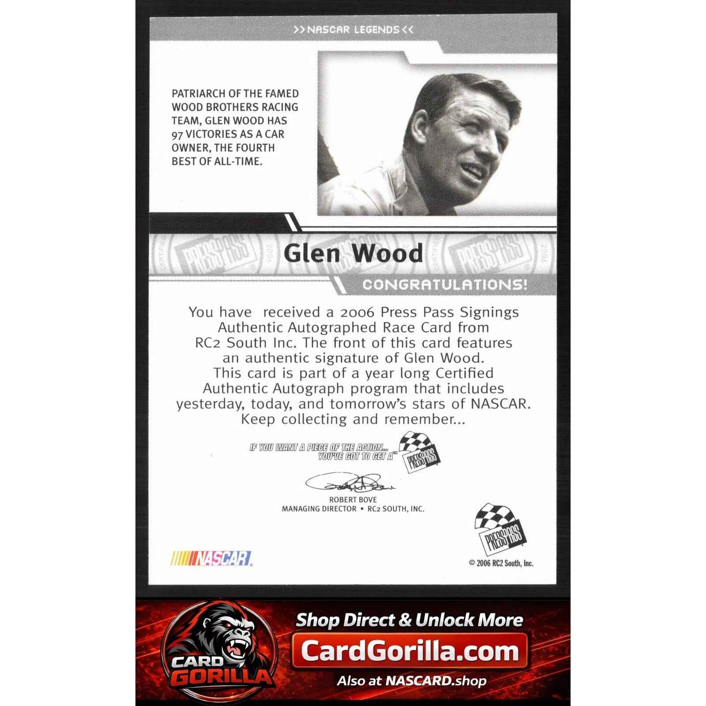 2006 Press Pass #NNO Glen Wood Signings