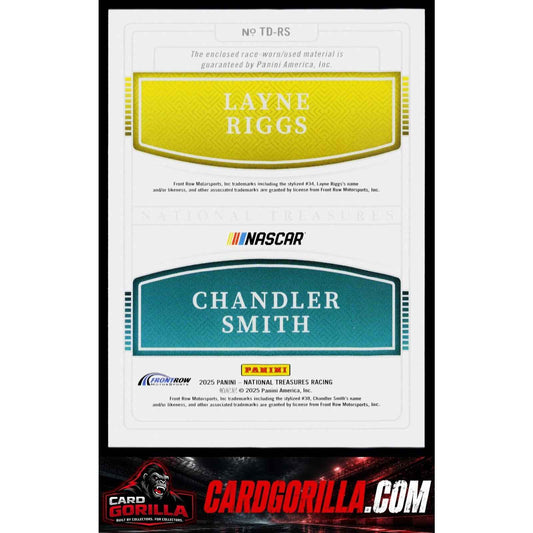 2025 Panini National Treasures #TD-RS Layne Riggs/Chandler Smith Team Duals #/75