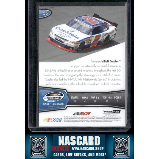 2013 Press Pass #55 Elliott Sadler Color Proof Yellow #/5 - NASCARD.shop