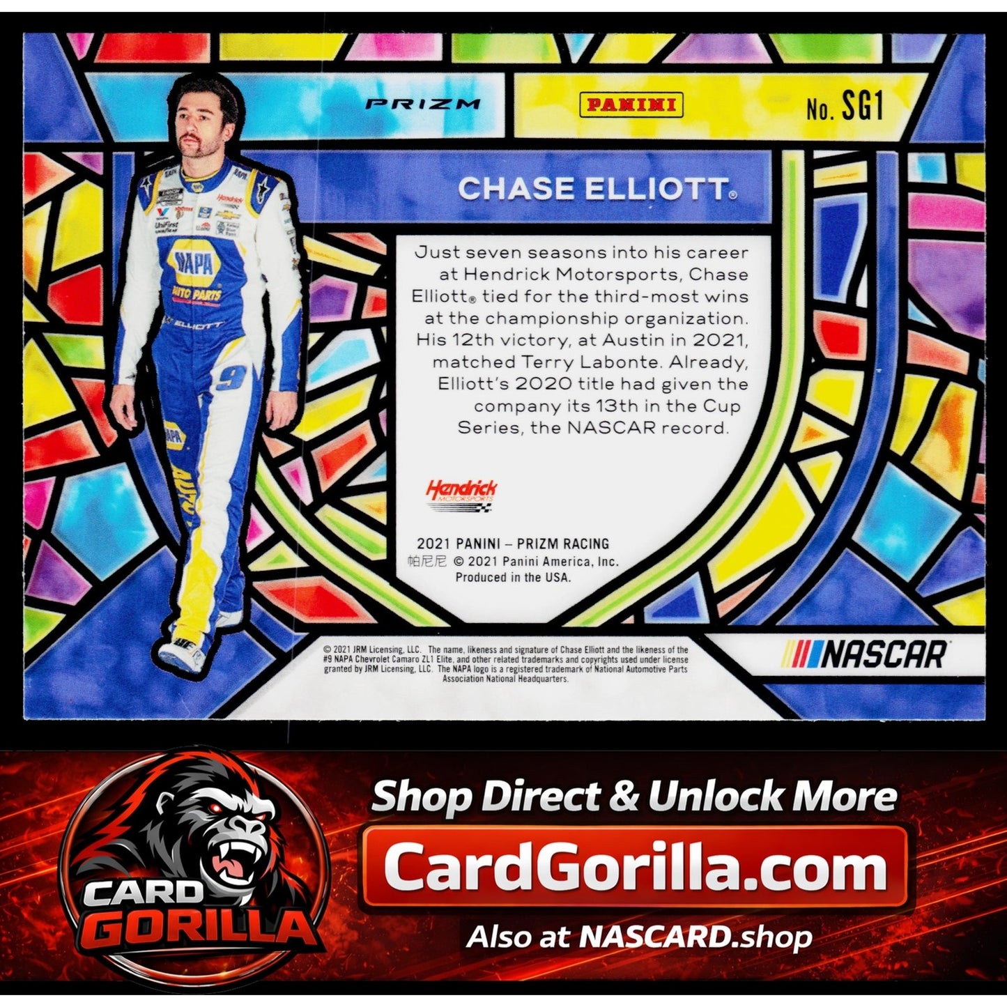 2021 Panini Prizm #SG1 Chase Elliott Stained Glass