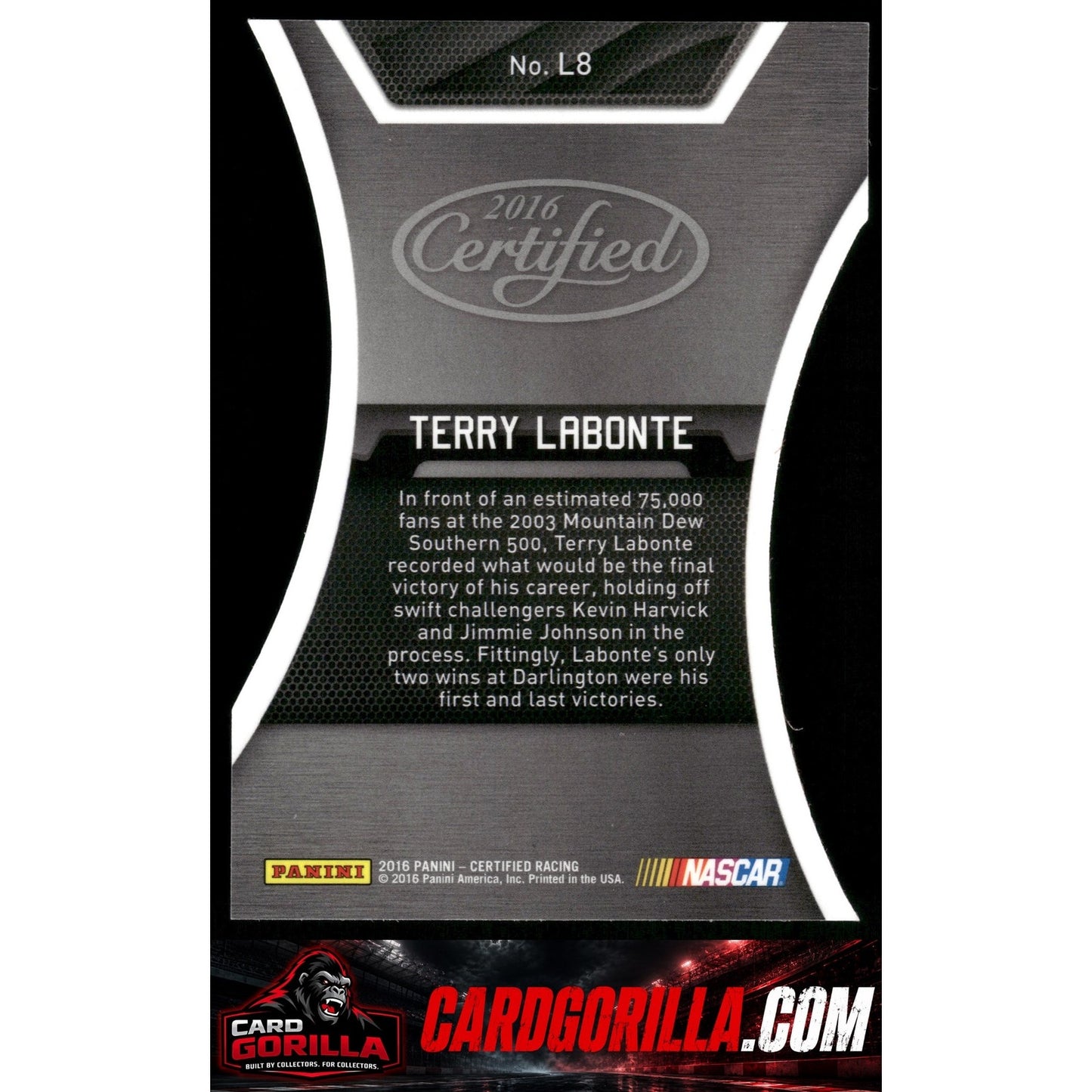 2016 Panini Certified #L8 Terry Labonte Legends Mirror Red #/75